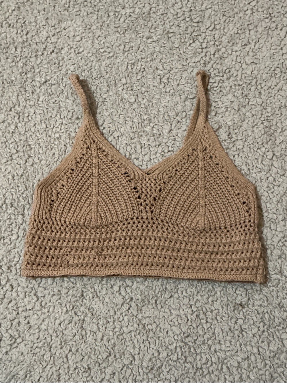 Streetwear Society Crochet Bralette Tank in Beige